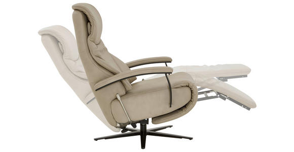 RELAXSESSEL Echtleder Relaxfunktion, Kopfteilverstellung, Nackenkissen    - Beige/Schwarz, Design, Leder/Metall (75/106/88cm) - Dieter Knoll