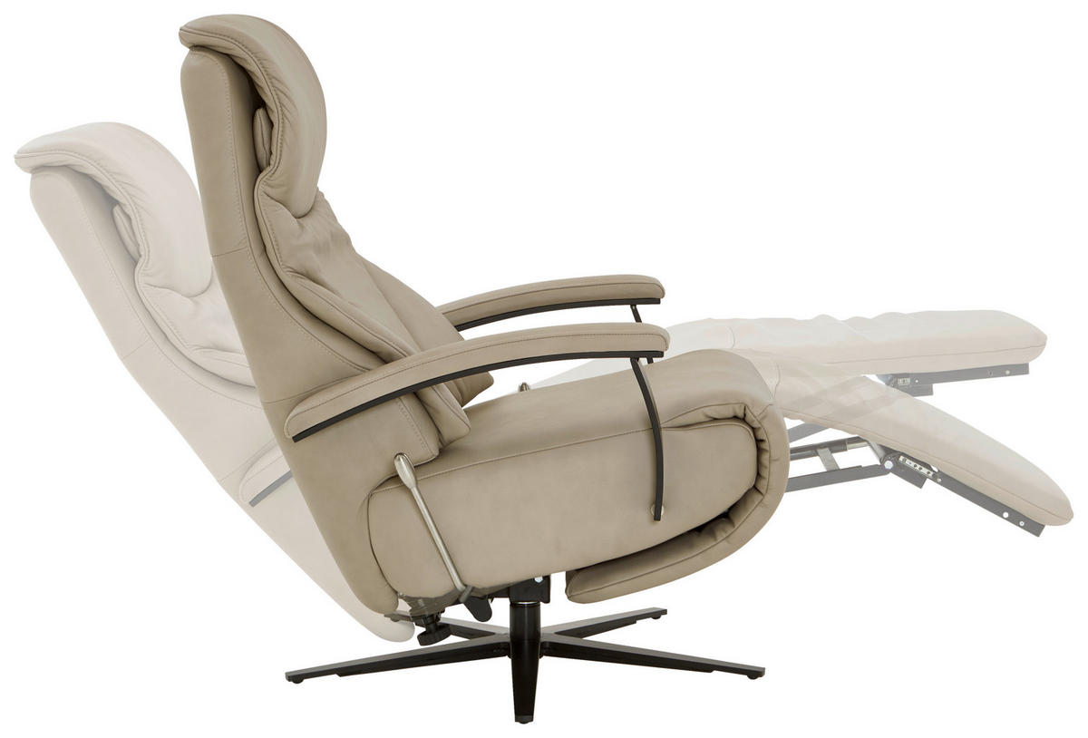 RELAXSESSEL in Leder Beige  - Beige/Schwarz, Design, Leder/Metall (75/106/88cm) - Dieter Knoll