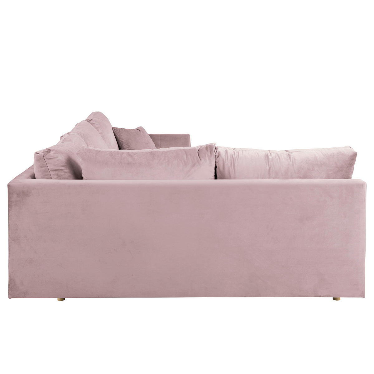 ECKSOFA inkl. Hocker Ariella Rosa Samt Rückenkissen, Hocker  - Naturfarben/Rosa, Design, Holz/Textil (161/231cm) - Livetastic
