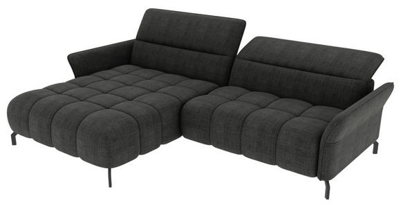 ECKSOFA Anthrazit Flachgewebe Rücken echt, Kopfteilverstellung, Sitztiefenverstellung  - Anthrazit/Schwarz, KONVENTIONELL, Textil/Metall (175/272cm) - Carryhome