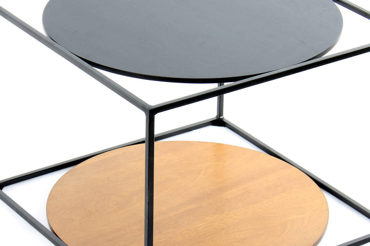 BEISTELLTISCH in Metall, Holzwerkstoff 50/50/36 cm  - Schwarz/Braun, Basics, Holzwerkstoff/Metall (50/50/36cm) - Kayoom