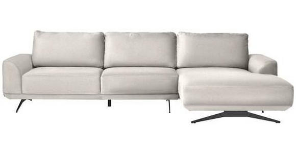 ECKSOFA in Webstoff Creme  - Creme/Schwarz, Design, Textil/Metall (320/172cm) - Valnatura