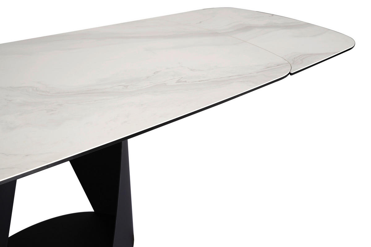 ESSTISCH 180-270/98/76 cm  Metall, Glas, Keramik ausziehbar rechteckig Schwarz, Weiß  - Schwarz/Weiß, Design, Glas/Keramik (180-270/98/76cm) - Belluti
