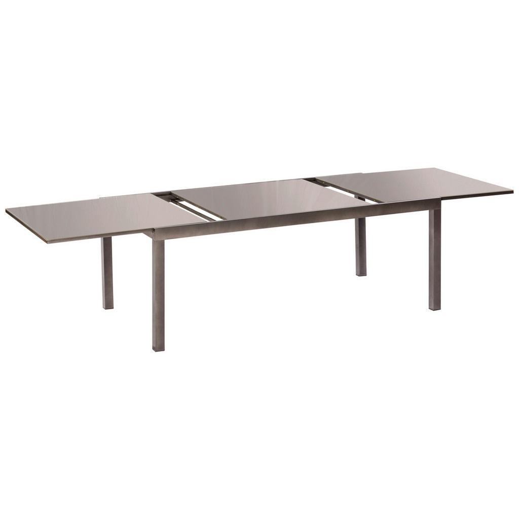 Thumbnail - Gardenson Gartenset, Braun, Graphit, Metall, Textil, 7-teilig, Uni, Tisch ausziehbar, Stuhl klappbar, Tische mit Glaspla...