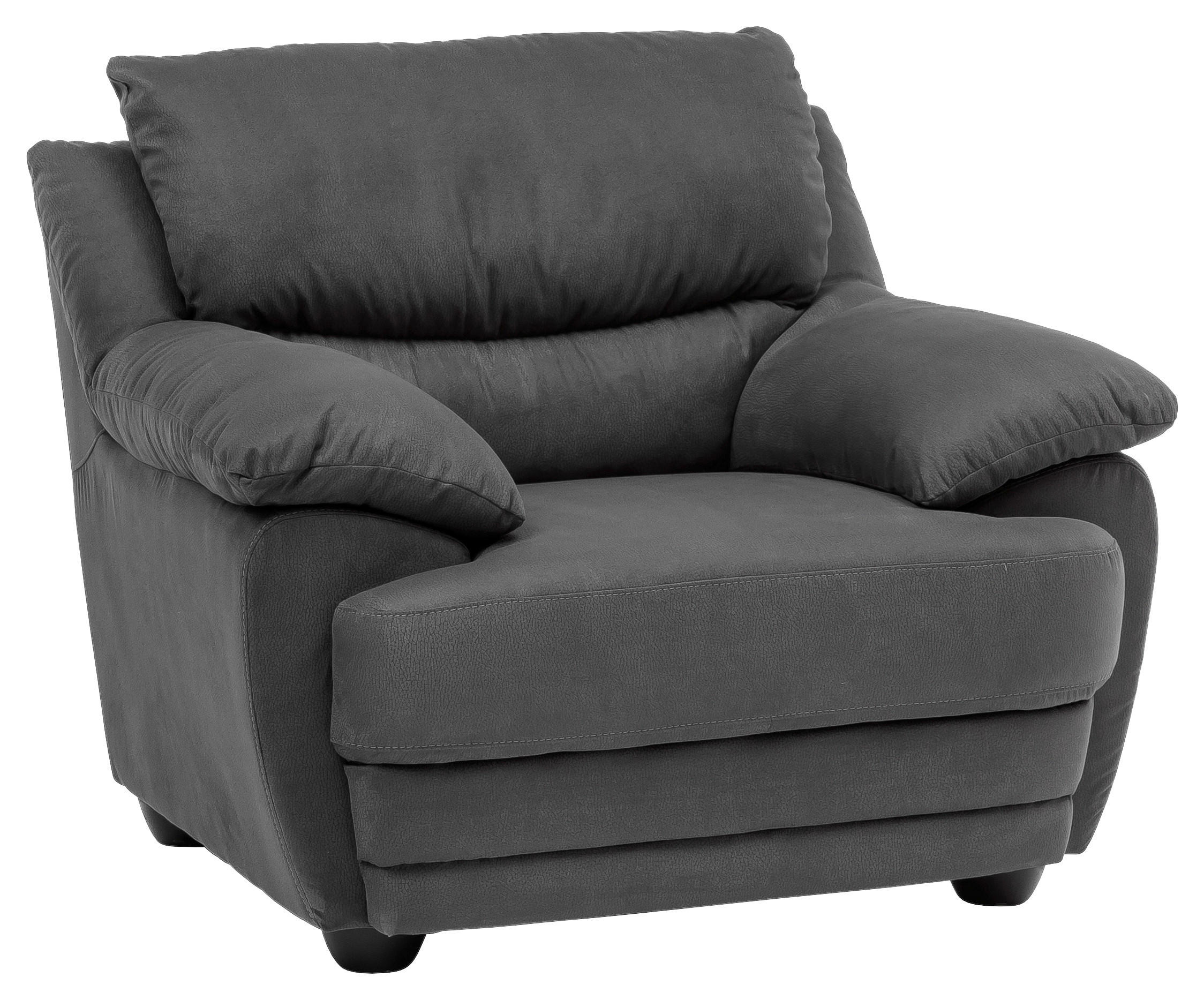 SESSEL Mikrofaser Dunkelgrau    - Dunkelgrau/Schwarz, Design, Kunststoff/Textil (117/97/100cm) - Livetastic