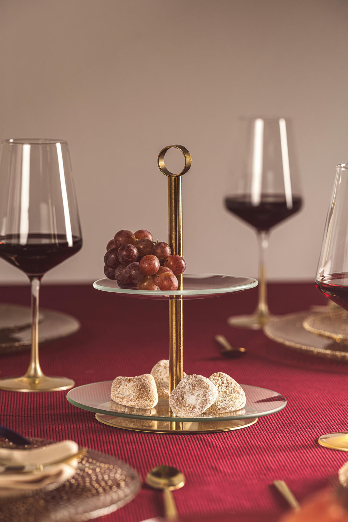 ETAGERE 2-stöckig - Transparent/Goldfarben, Basics, Glas/Metall (20.8/26/20.8cm) - Leonardo