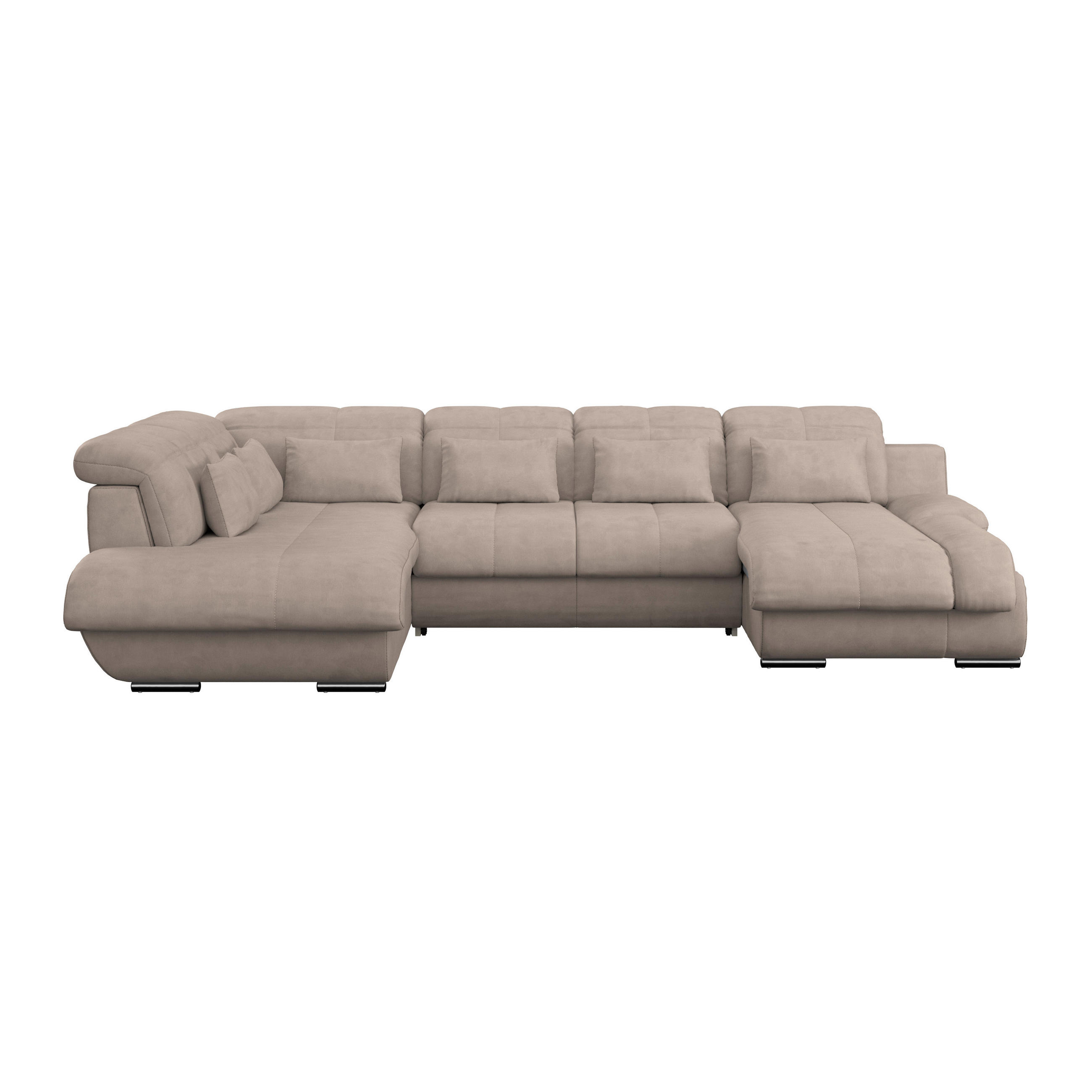 WOHNLANDSCHAFT Beige Mikrofaser  - Chromfarben/Beige, MODERN, Textil/Metall (228/345/184cm) - MID.YOU