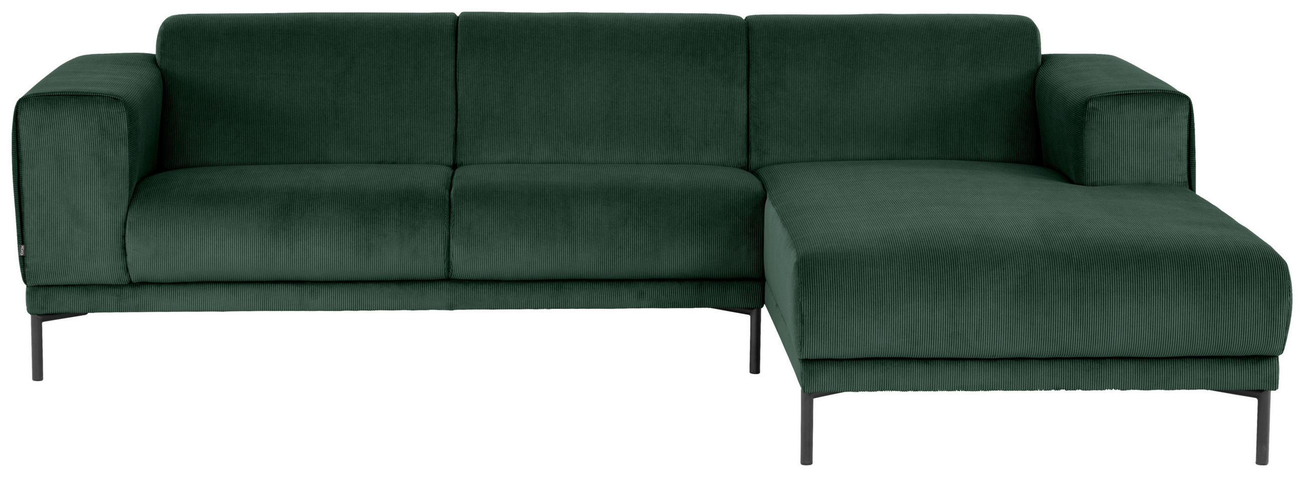ECKSOFA in Cord Grün  262/183 cm  - Schwarz/Grün, Design, Textil/Metall (262/183cm) - MID.YOU
