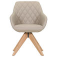 ARMLEHNSTUHL  Typenauswahl, Sitzfläche 360° drehbar, automatische Rückholfunktion  Echtleder  - Beige/Naturfarben, Design, Leder/Holz (60/83/65cm) - Landscape