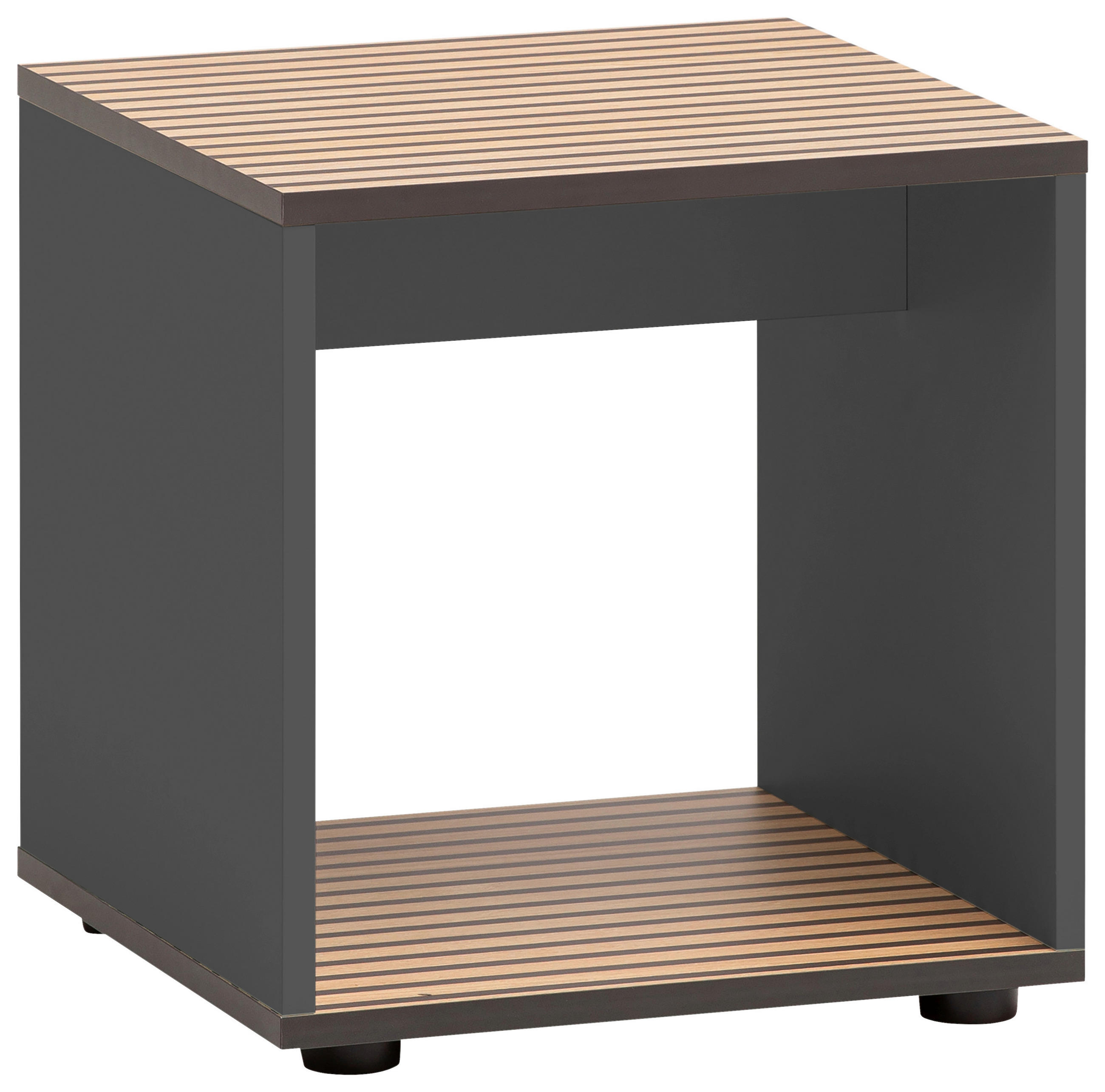 BADHOCKER - Eichefarben/Anthrazit, MODERN, Holzwerkstoff (40/42/40cm) - Stylife