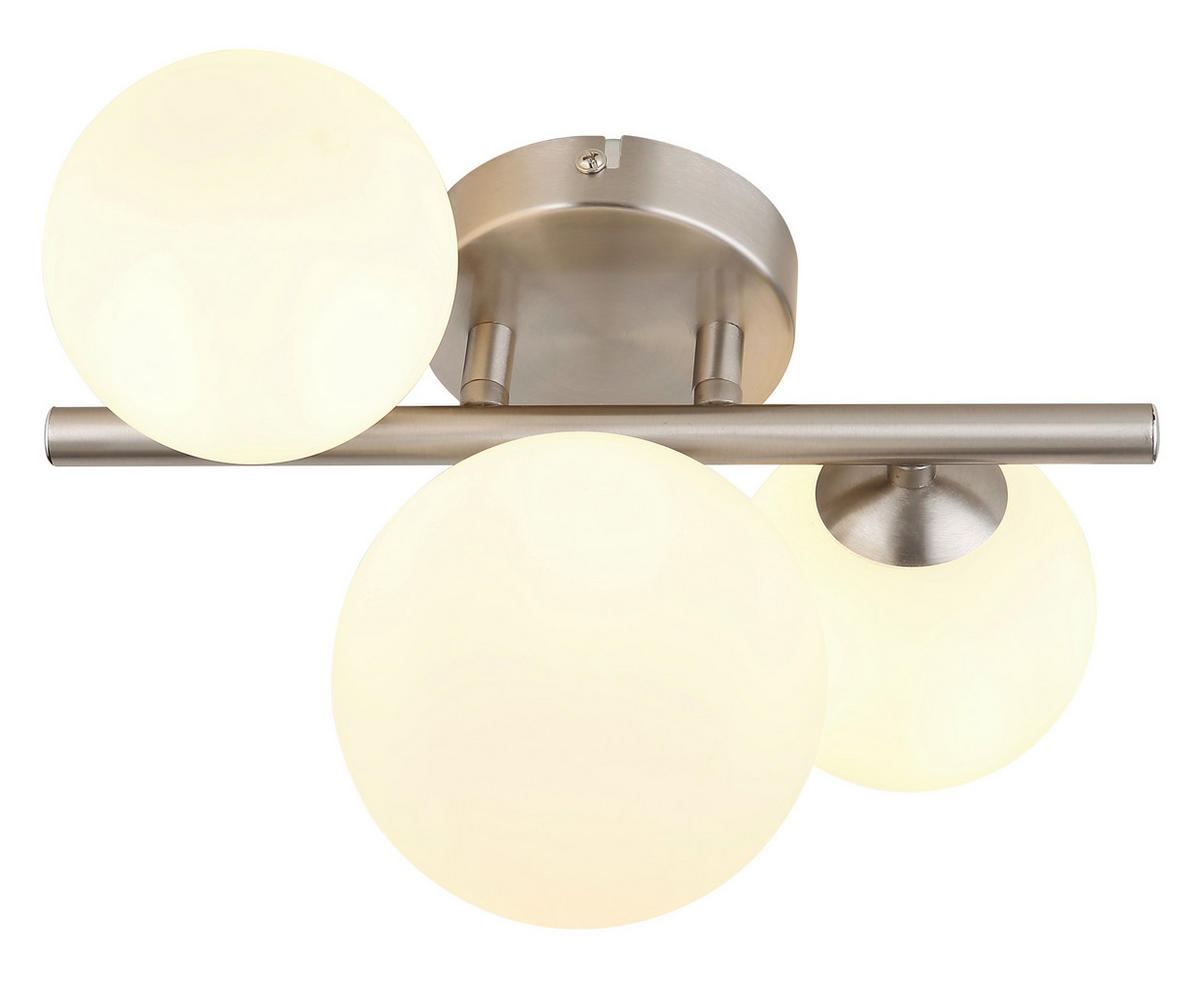 LED-DECKENLEUCHTE 3,5 W    28,5/23,5/20,5 cm  - Opal/Nickelfarben, Konventionell, Glas/Metall (28,5/23,5/20,5cm) - Globo