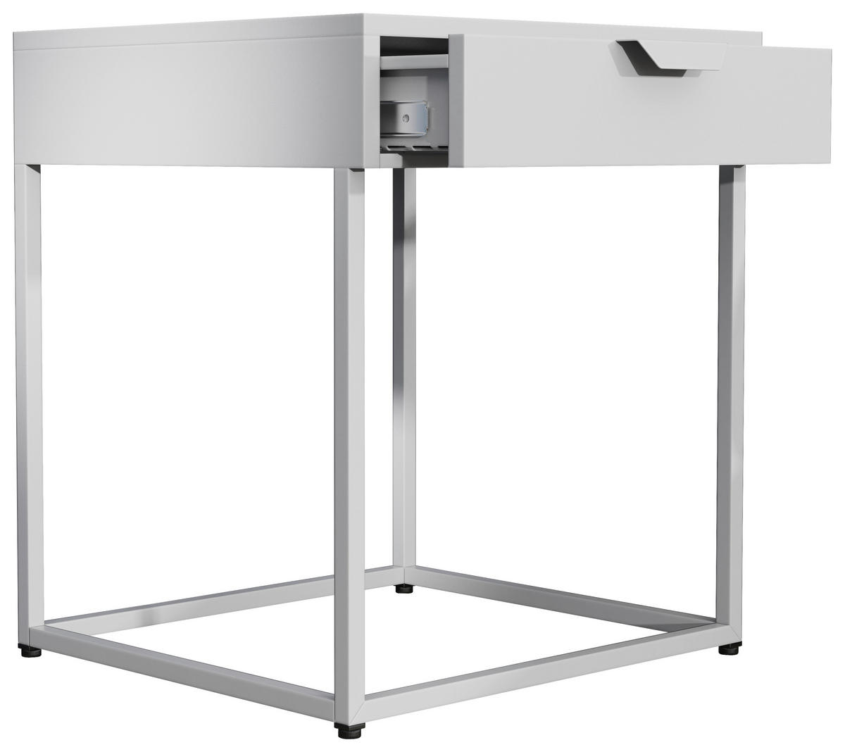 SÄNGBORD i vit  - vit/silver, Modern, trämaterial/plast (43/50/41cm) - MID.YOU