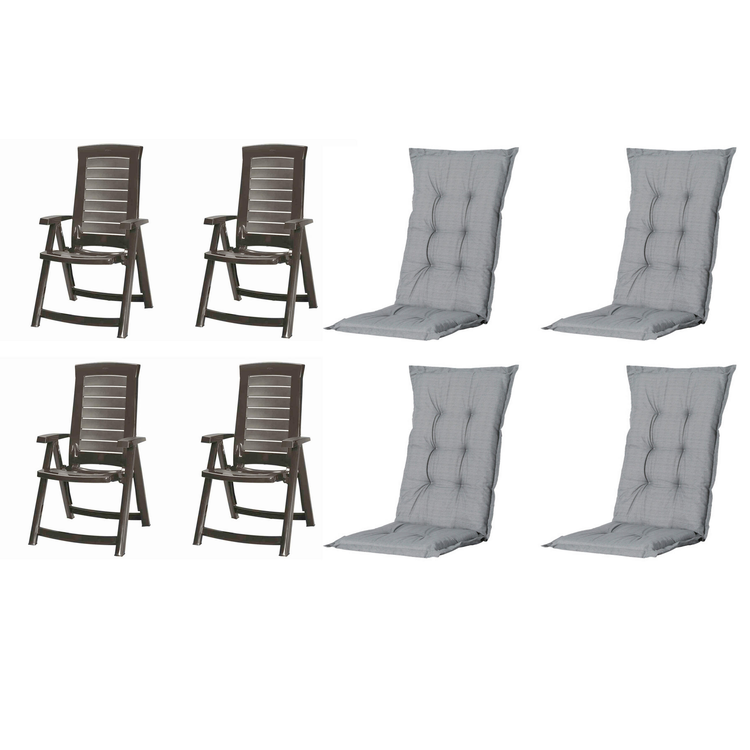 GARTENSTUHL-SET Kunststoff, Textil Grau  - Grau, MODERN, Kunststoff/Textil (72/61/110cm) - Gardenson