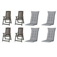 GARTENSTUHL-SET Kunststoff, Textil Grau  - Grau, MODERN, Kunststoff/Textil (72/61/110cm) - Gardenson