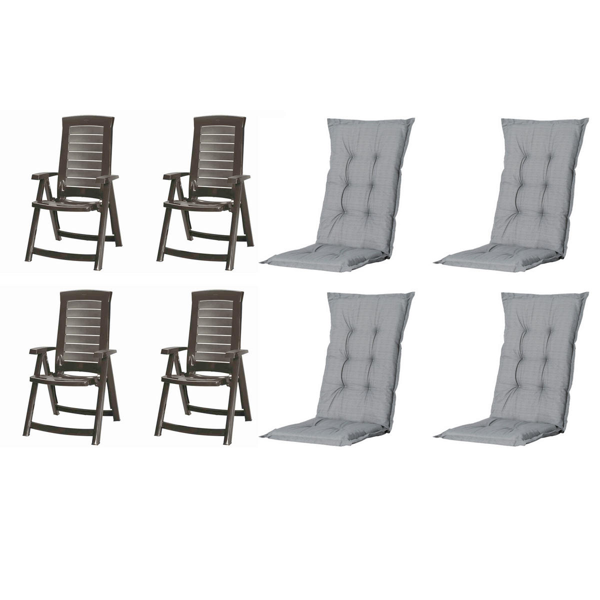 GARTENSTUHL-SET Kunststoff, Textil Grau  - Grau, MODERN, Kunststoff/Textil (72/61/110cm) - Gardenson