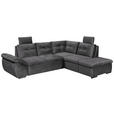 ECKSOFA  in Mikrovelours Grau  - Schwarz/Grau, KONVENTIONELL, Kunststoff/Textil (265/217cm) - Carryhome