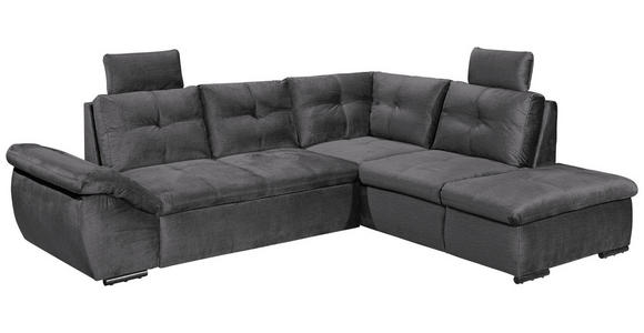 ECKSOFA  in Mikrovelours Grau  - Schwarz/Grau, KONVENTIONELL, Kunststoff/Textil (265/217cm) - Carryhome