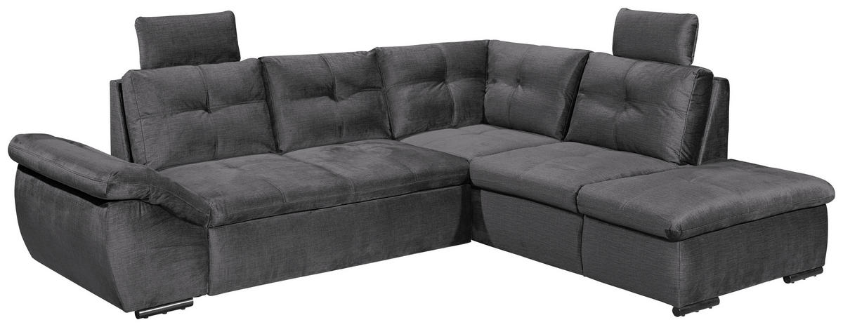 ECKSOFA in Mikrovelours Grau  - Schwarz/Grau, Konventionell, Kunststoff/Textil (265/217cm) - Carryhome