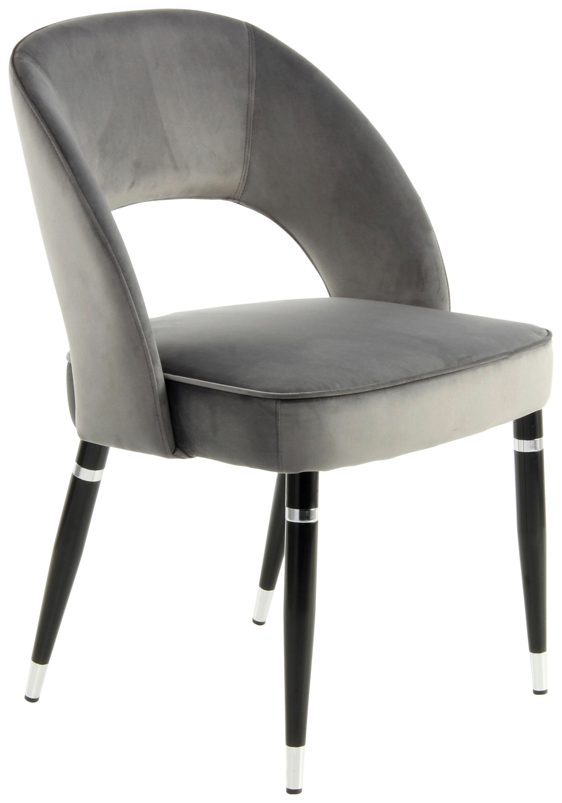 STUHL-SET 2 Stück  in Samt  - Silberfarben/Schwarz, MODERN, Textil/Metall (58/83/56cm) - Kayoom