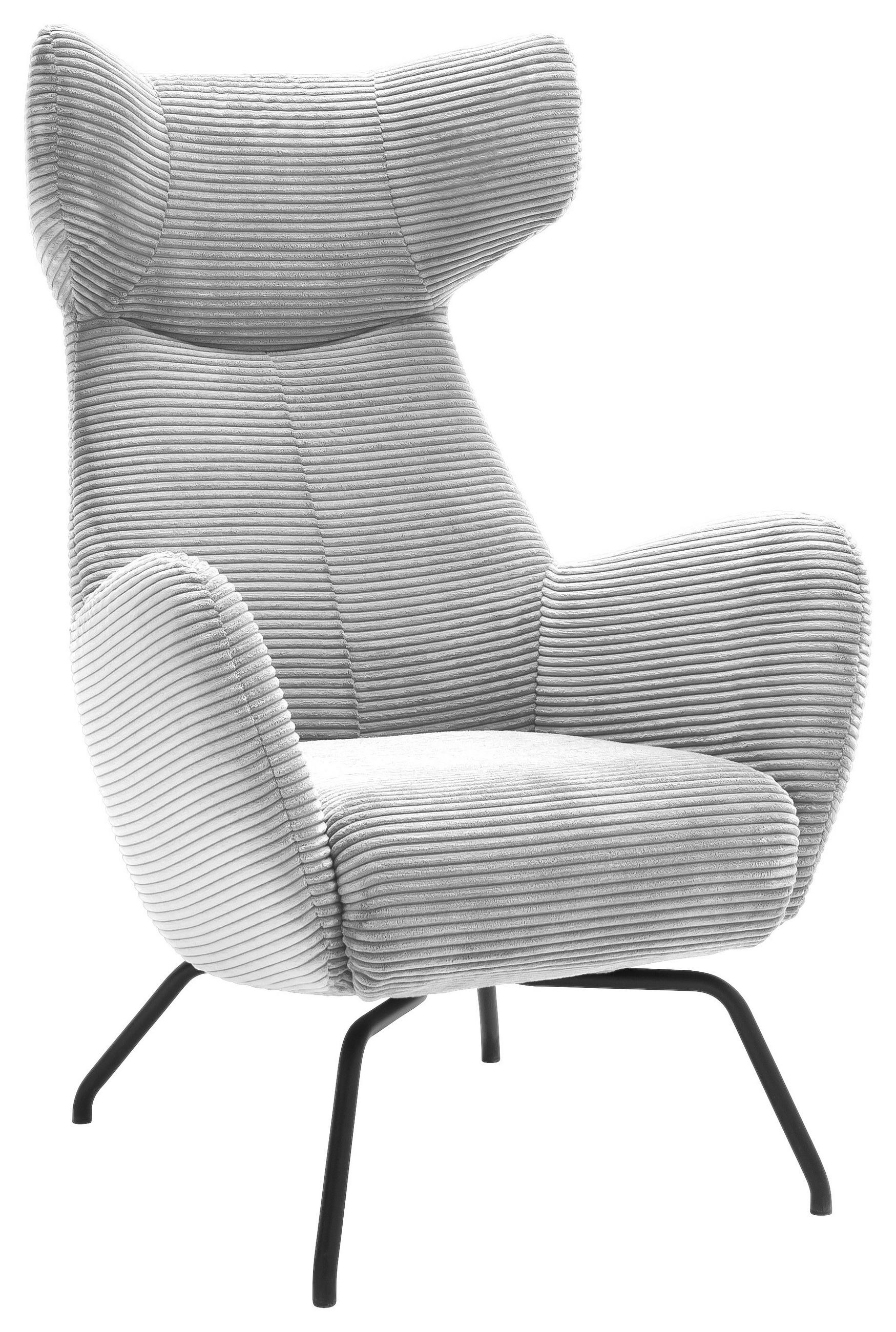 OHRENSESSEL in Cord Grau  - Schwarz/Grau, Design, Textil/Metall (79/117/82cm) - Lomoco
