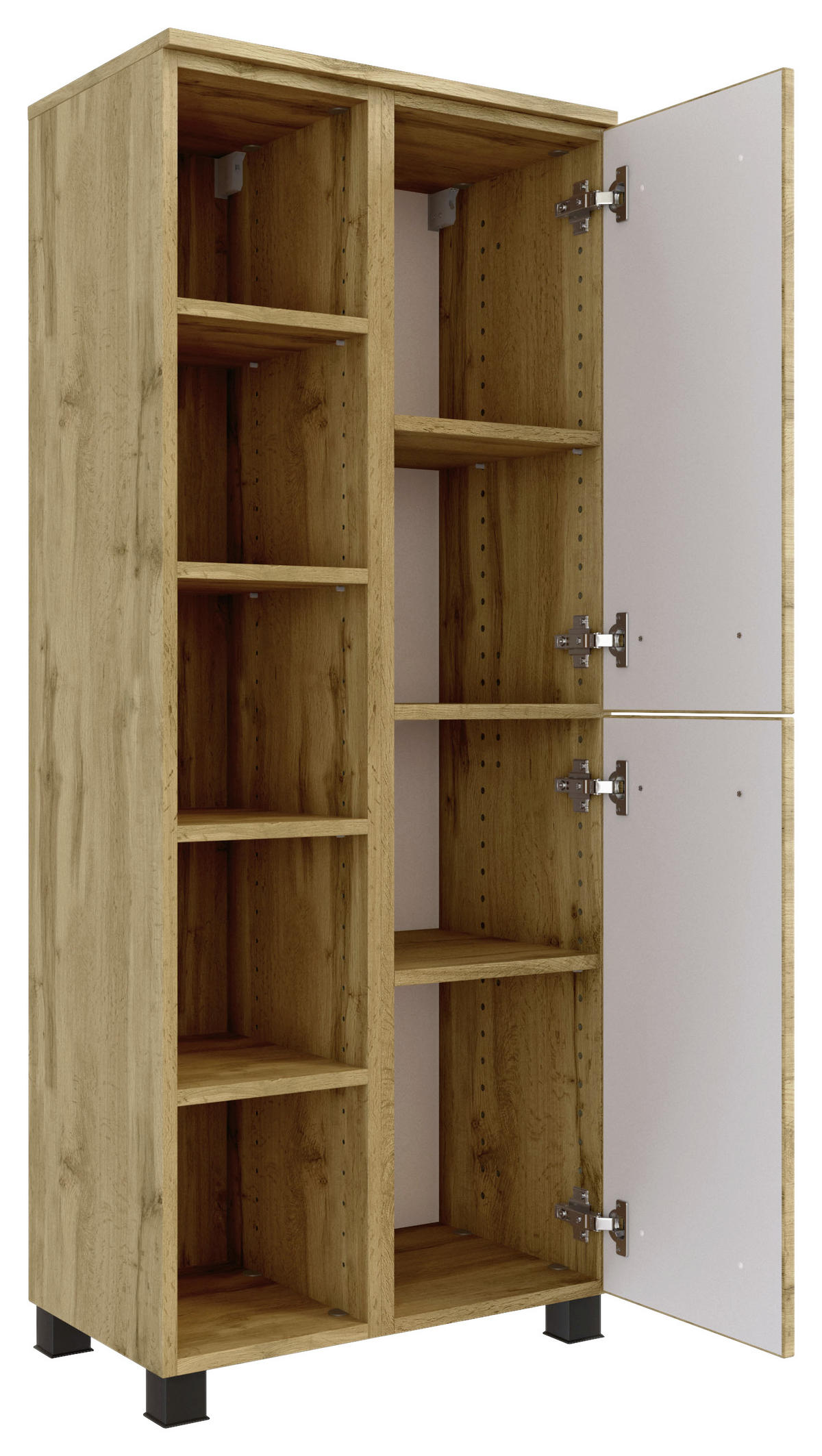MIDISCHRANK 55/130/35 cm  - Eichefarben/Schwarz, MODERN, Holzwerkstoff/Metall (55/130/35cm) - Held