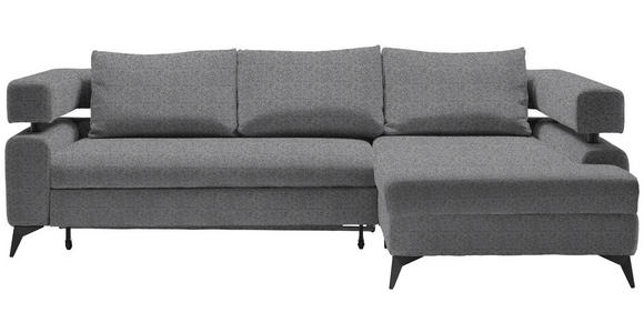 ECKSOFA in Chenille Dunkelgrau  - Dunkelgrau/Schwarz, KONVENTIONELL, Textil/Metall (265/184cm) - Hom`in