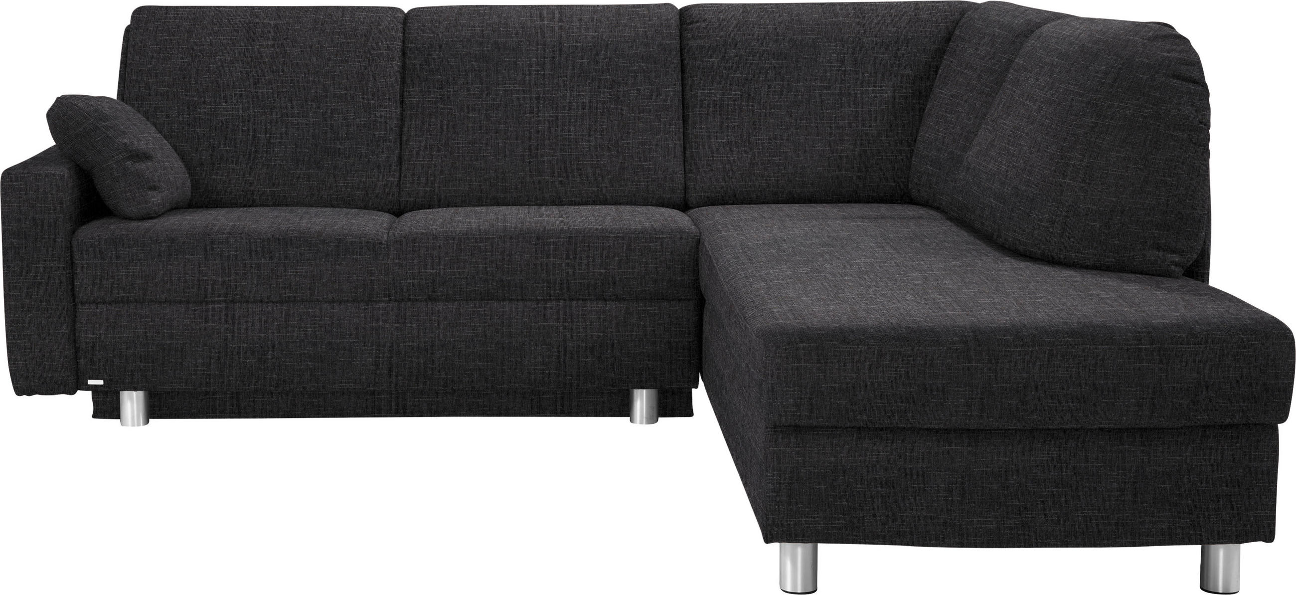ECKSOFA 227/208 cm  in Chenille Anthrazit Zierkissen, Armlehnenkissen  227/208 cm  - Anthrazit/Alufarben, KONVENTIONELL, Textil/Metall (227/208cm) - Sedda