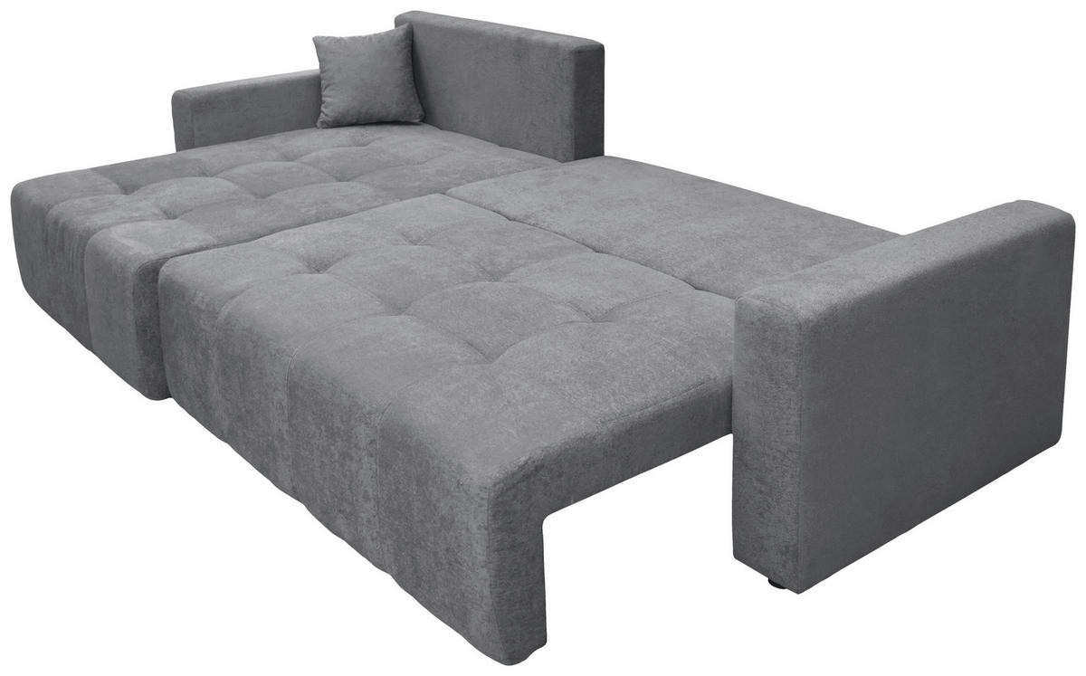 ECKSOFA LAGUNA Grau Frottee  - Schwarz/Grau, Design, Kunststoff/Textil (143/260cm) - MID.YOU