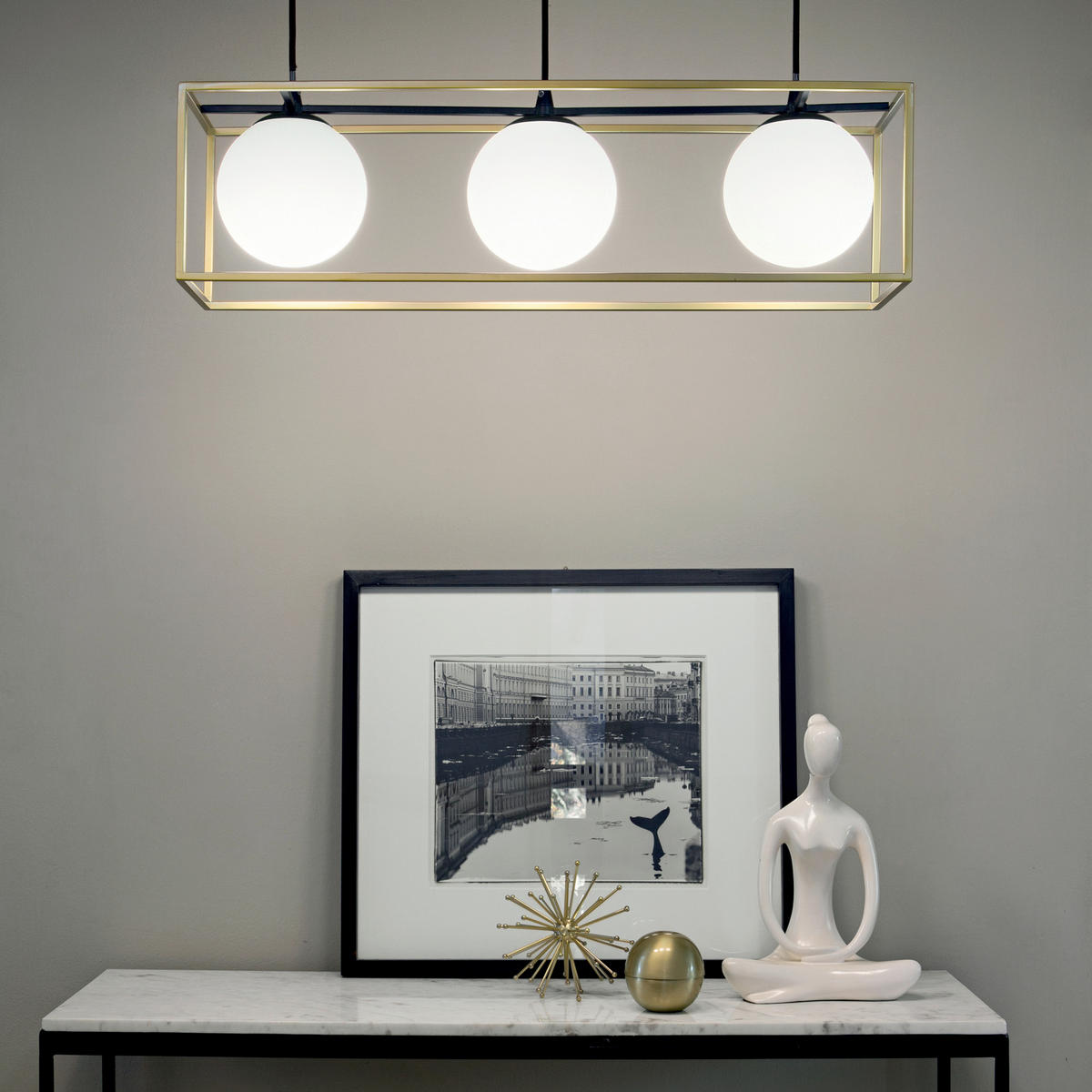 HÄNGELEUCHTE Lingotto   - Messingfarben, Design, Glas/Metall (70/34,5/145/18,5cm) - Ideal Lux