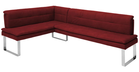 ECKBANK 174/233 cm in Chromfarben, Bordeaux - Chromfarben/Bordeaux, Design, Textil/Metall (174/233cm) - Novel