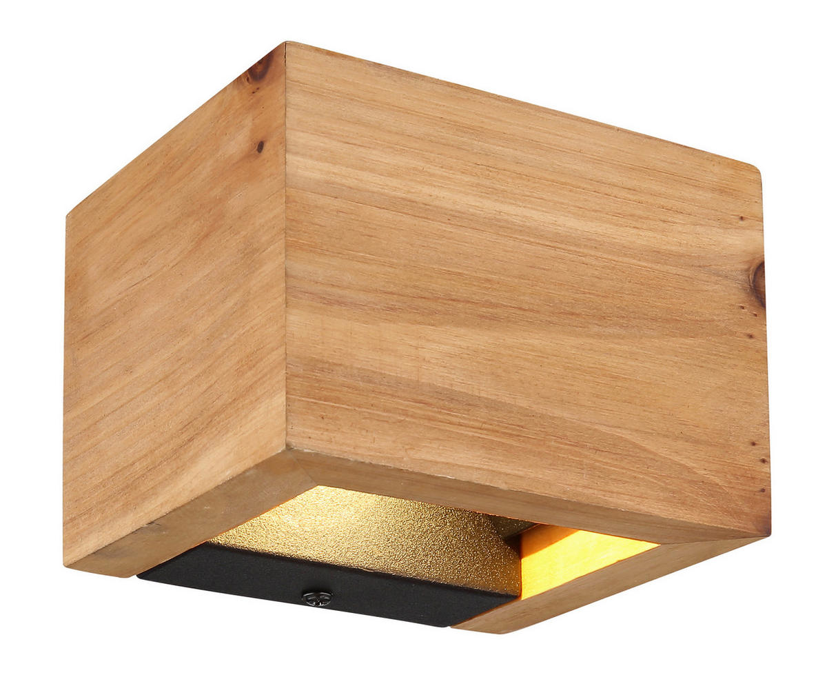 LED-WANDLEUCHTE - Dunkelbraun/Schwarz, Design, Holz/Metall (13,5/11,5/9,5cm) - Globo