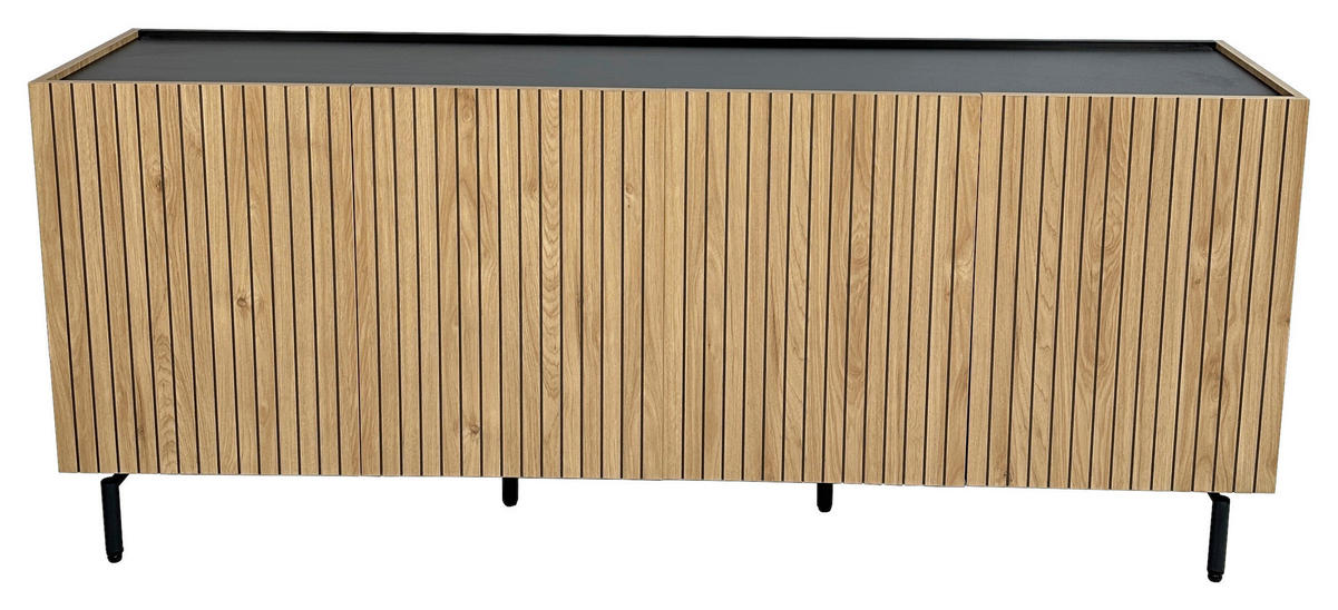 SIDEBOARD LINO  in 181/75/40 cm  - Eichefarben/Schwarz, Design, Holzwerkstoff/Metall (181/75/40cm) - Xora