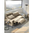 2,5-SITZER in Leder Greige  - Greige/Schwarz, Design, Leder/Metall (200/102/92cm) - Johann Jakob