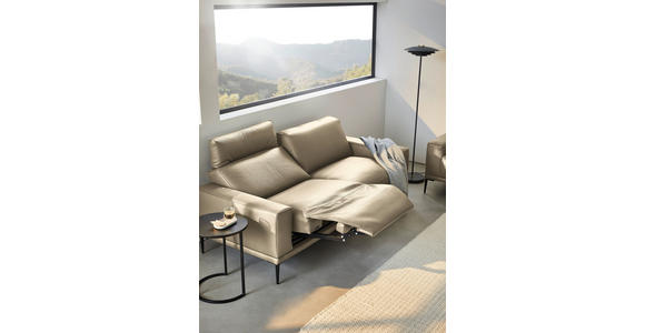 2,5-SITZER in Leder Greige - Greige/Schwarz, Design, Leder/Metall (200/102/92cm) - Johann Jakob
