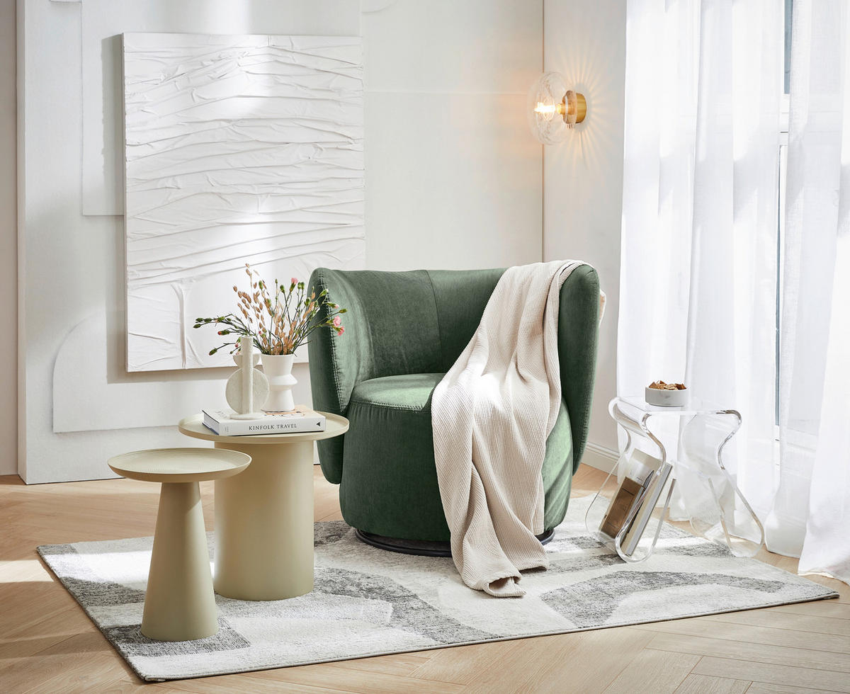 COCKTAILSESSEL in Flachgewebe Dunkelgrün  - Dunkelgrün/Schwarz, Design, Textil/Metall (92/80/84cm) - Livetastic