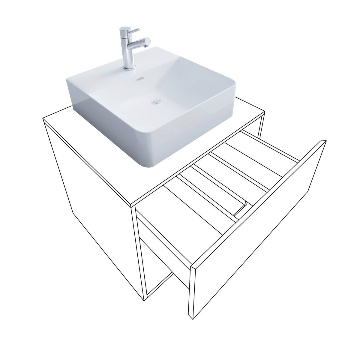 BADEZIMMER 4-teilig  in 94 cm  - Honigeiche/Weiss, Modern, Glas/Keramik (94cm) - MID.YOU