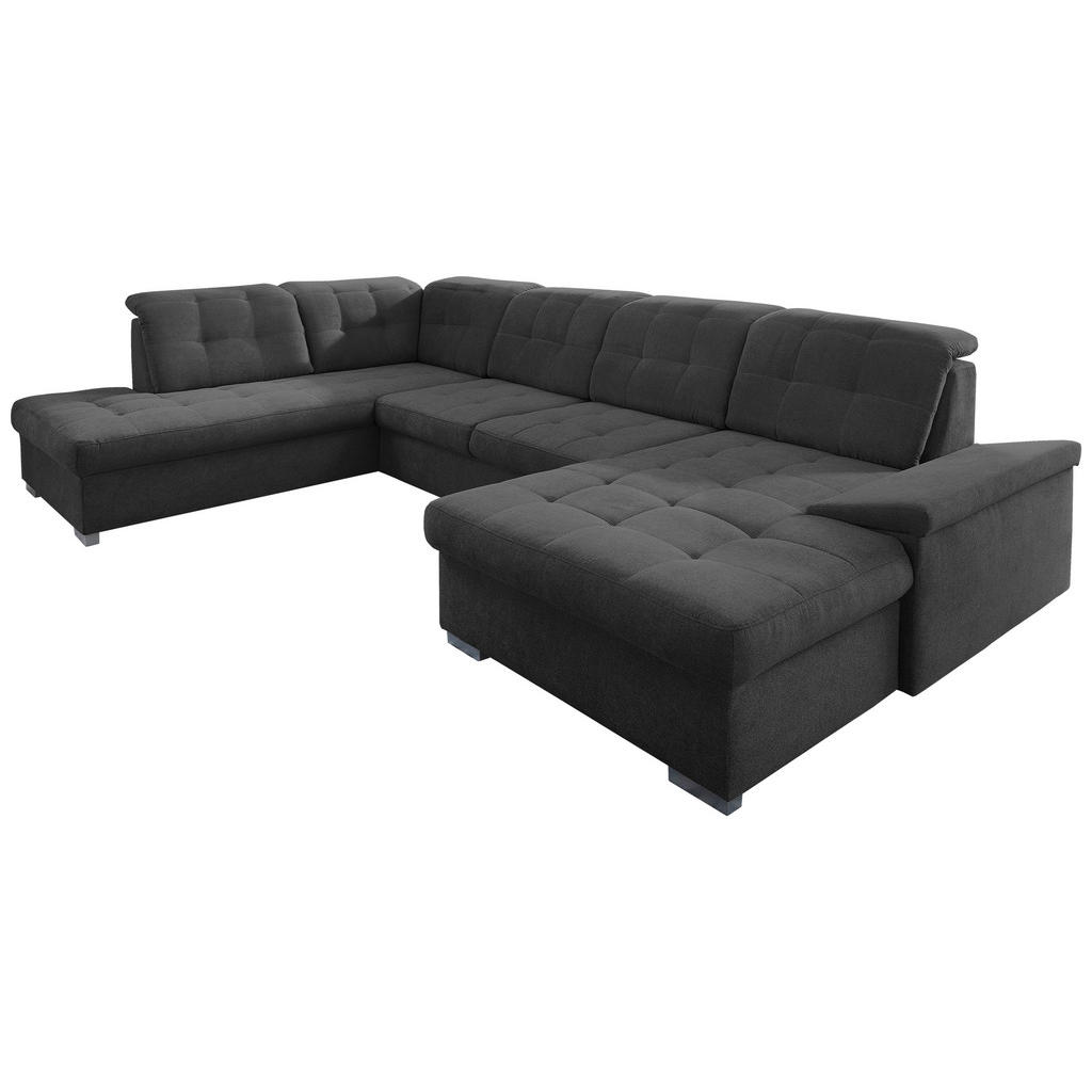 Thumbnail - Livetastic Wohnlandschaft, Schwarz, Textil, Uni, 6-Sitzer, Ottomane links, U-Form, 330x212 cm, Made in EU, Liegefunktion...