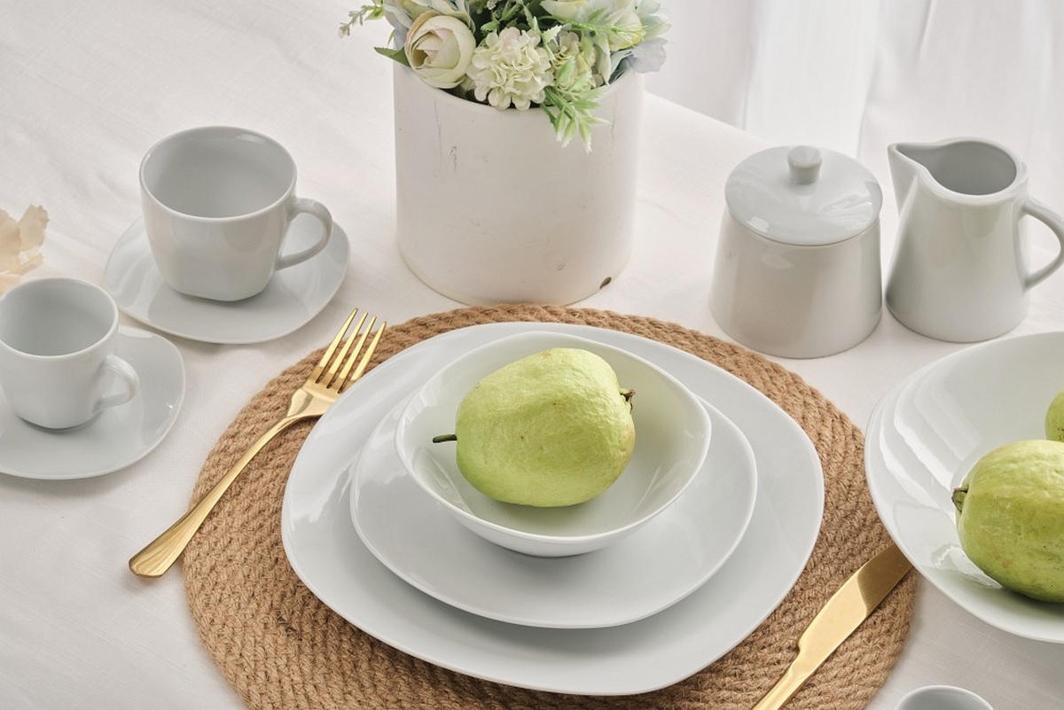 ÉTKÉSZLET 62 részes  - fehér, Basics, kerámia - Novel