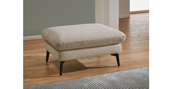 ECKSOFA in Chenille, Mikrofaser Ecru 157/299 cm - Ecru/Schwarz, Design, Textil/Metall (157/299cm) - Dieter Knoll