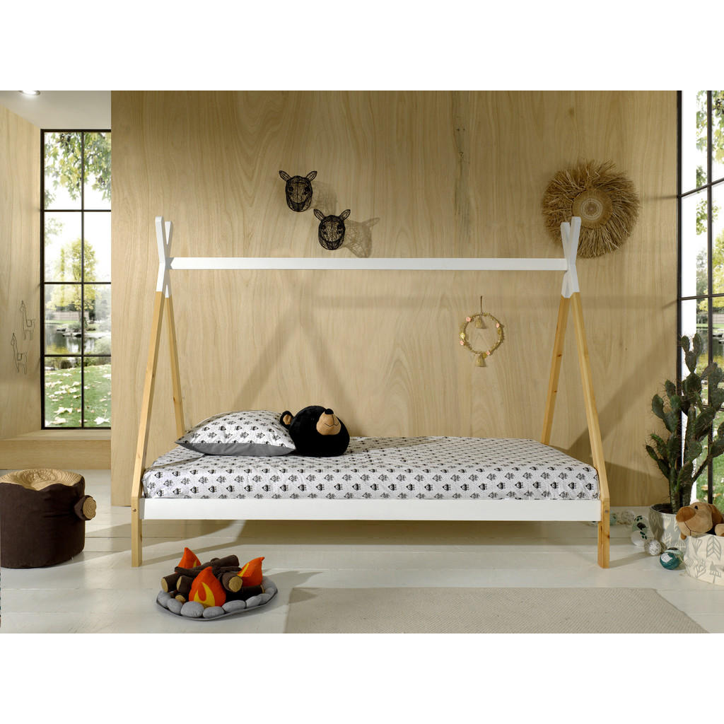 Hausbett Tipi Weiß/kieferfarbe 90x200cm