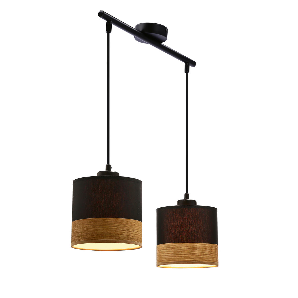 PENDELLEUCHTE 48/15/115 cm  - Eichefarben/Schwarz, Natur, Textil/Metall (48/15/115cm)