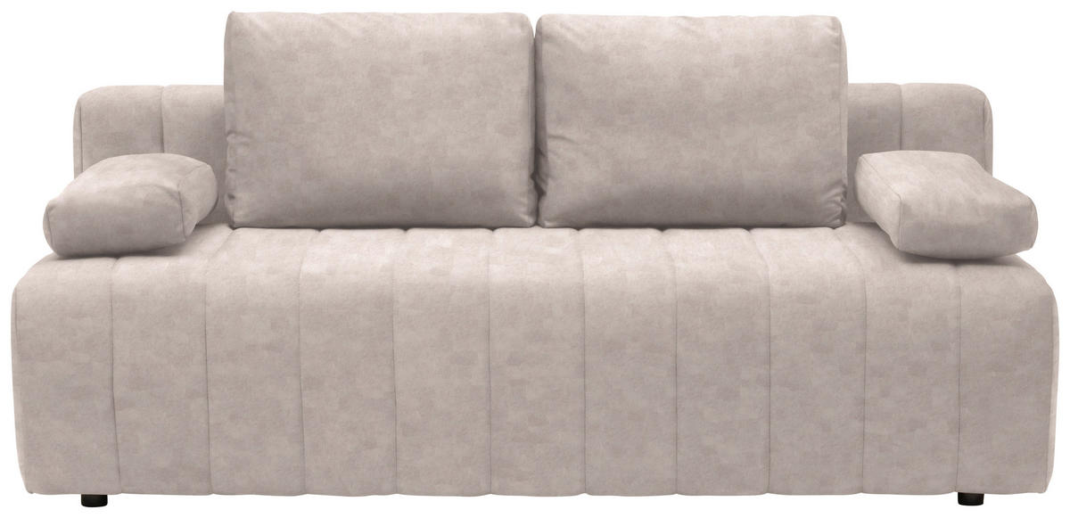 SCHLAFSOFA  mit Stoffauswahl, Schlafen auf Sitzhöhe Flachgewebe Naturfarben  - Schwarz/Naturfarben, MODERN, Kunststoff/Textil (194/78-87/92cm) - MID.YOU