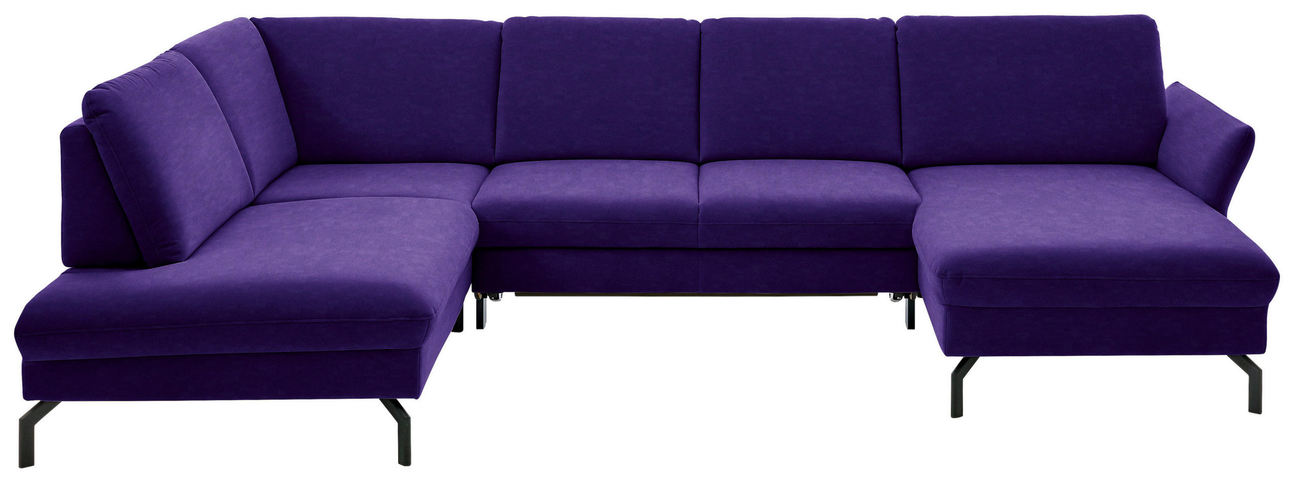 WOHNLANDSCHAFT  in Velours Lila, Violett  - Lila/Violett, Design, Textil/Metall (220/335/179cm) - Beldomo System