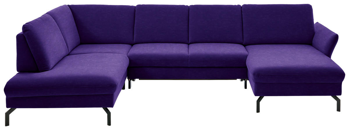 WOHNLANDSCHAFT in Velours Lila, Violett  - Lila/Violett, Design, Textil/Metall (220/335/179cm) - Beldomo System