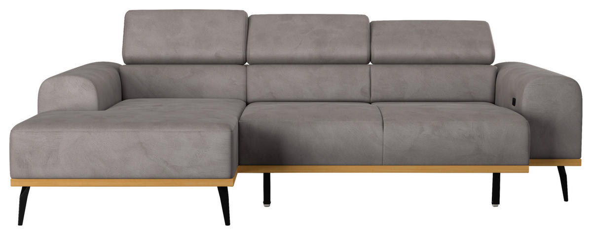 ECKSOFA Mikrofaser Grau  - Schwarz/Grau, Konventionell, Textil/Metall (157/244cm) - Cotta