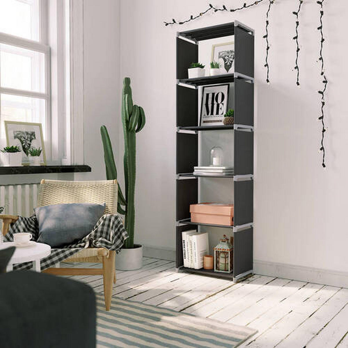 REGALKOMBINATION - Schwarz, Basics, Kunststoff/Textil (50/180/30cm) - Boxxx
