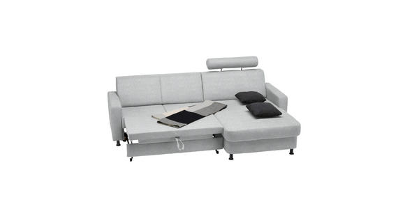 ECKSOFA in Webstoff Hellgrau  - Hellgrau/Schwarz, Design, Kunststoff/Textil (257/165cm) - Xora