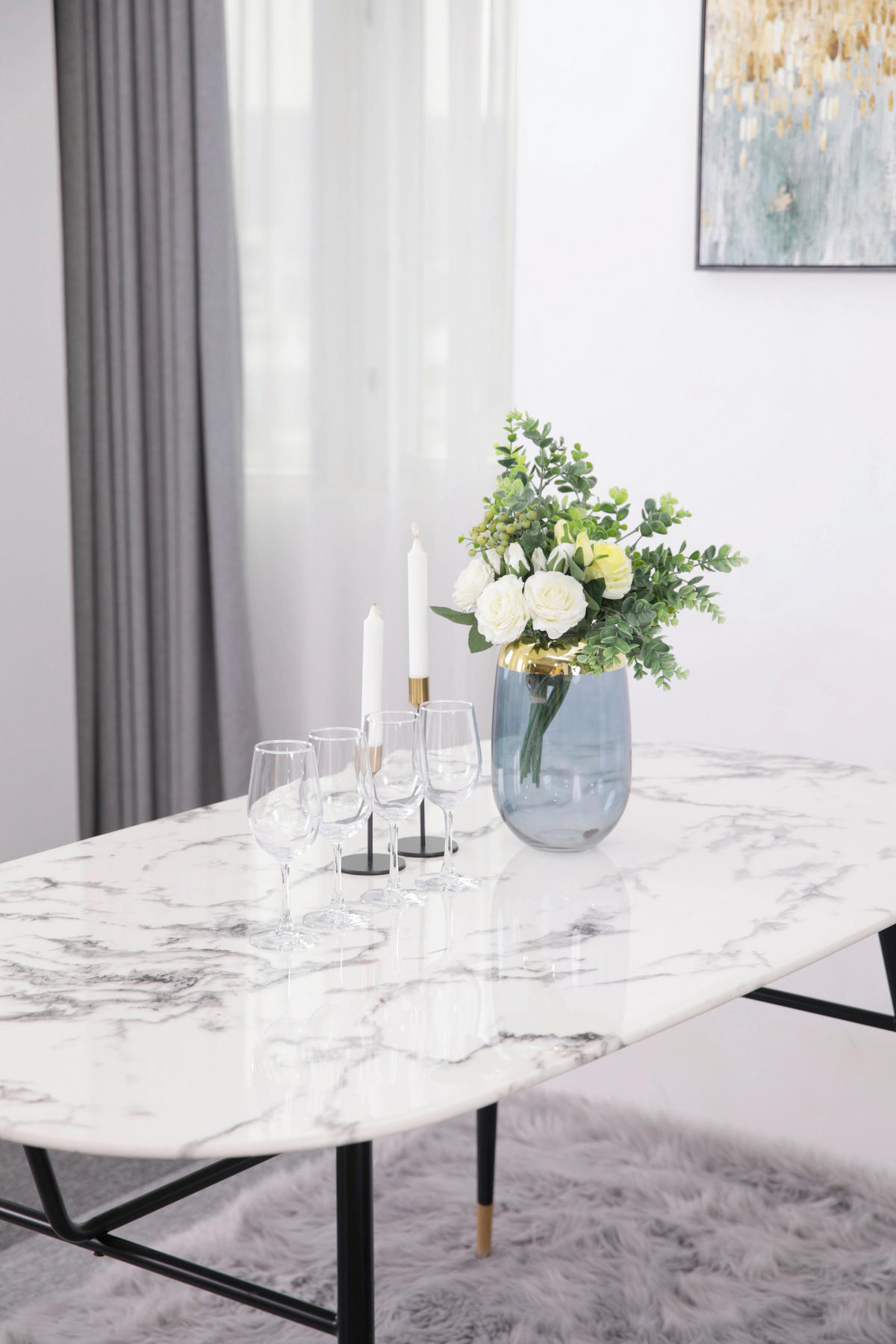 ESSTISCH in Metall, Glas 160/90/77 cm  - Schwarz/Weiß, Design, Glas/Metall (160/90/77cm) - Livetastic