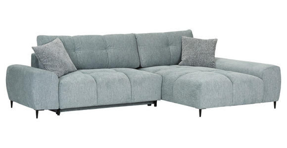 ECKSOFA  in Flachgewebe Mintgrün  - Schwarz/Mintgrün, KONVENTIONELL, Textil/Metall (295/180cm) - Carryhome