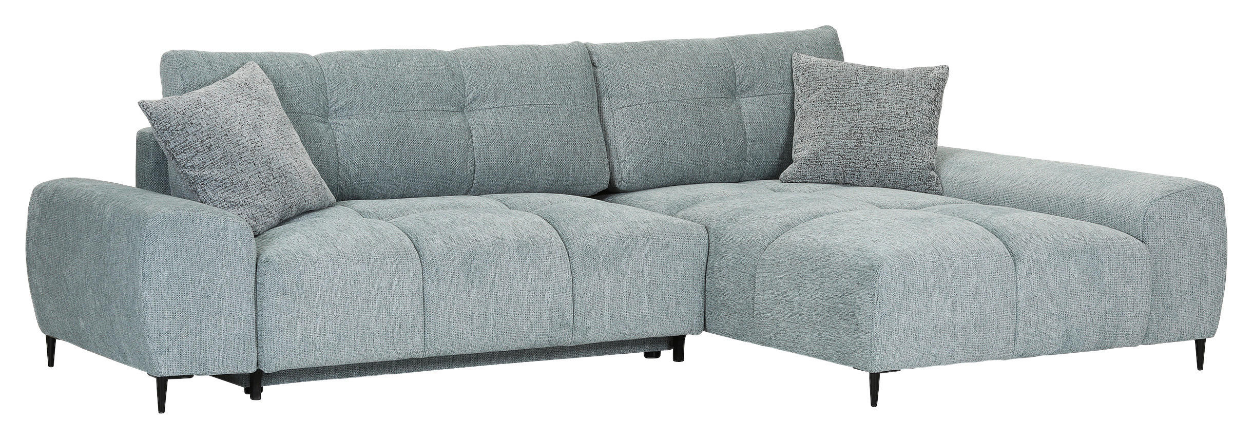 ECKSOFA Mintgrün Flachgewebe  - Schwarz/Mintgrün, KONVENTIONELL, Textil/Metall (295/180cm) - Carryhome
